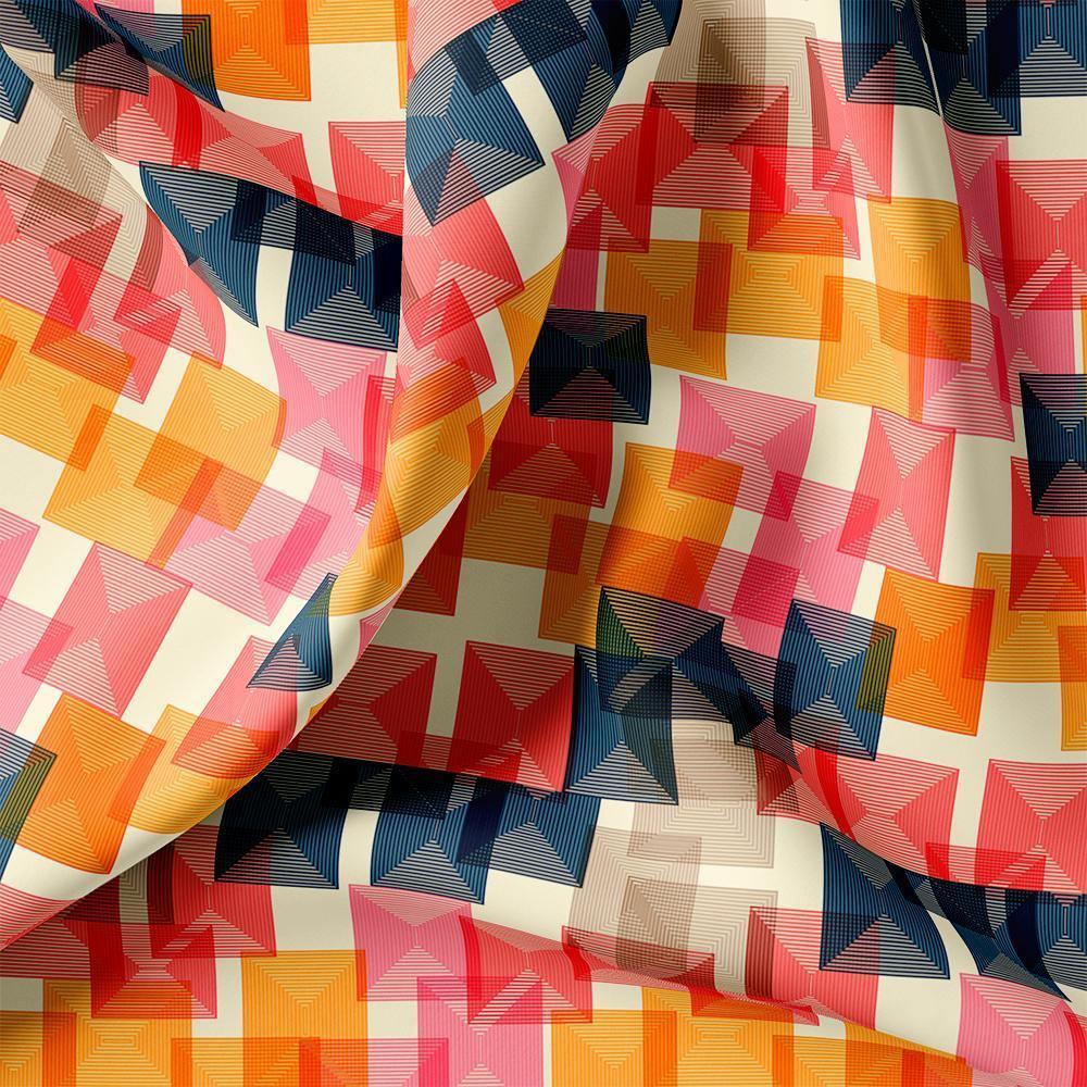 Abstract Squares Digital Printed Fabric - FAB VOGUE Studio®