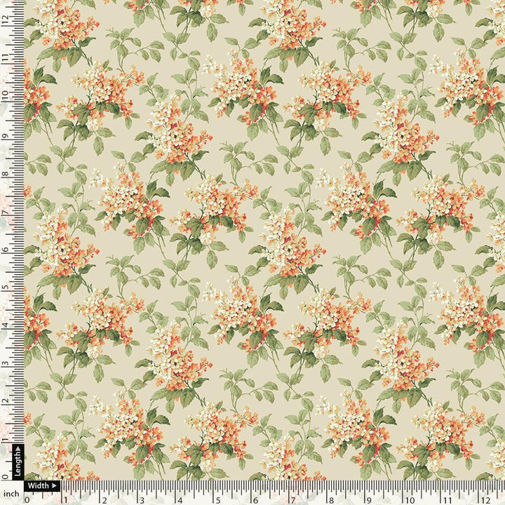 Painted Orange Flower Chintz Digital Printed Fabric - Pure Chinon - FAB VOGUE Studio®