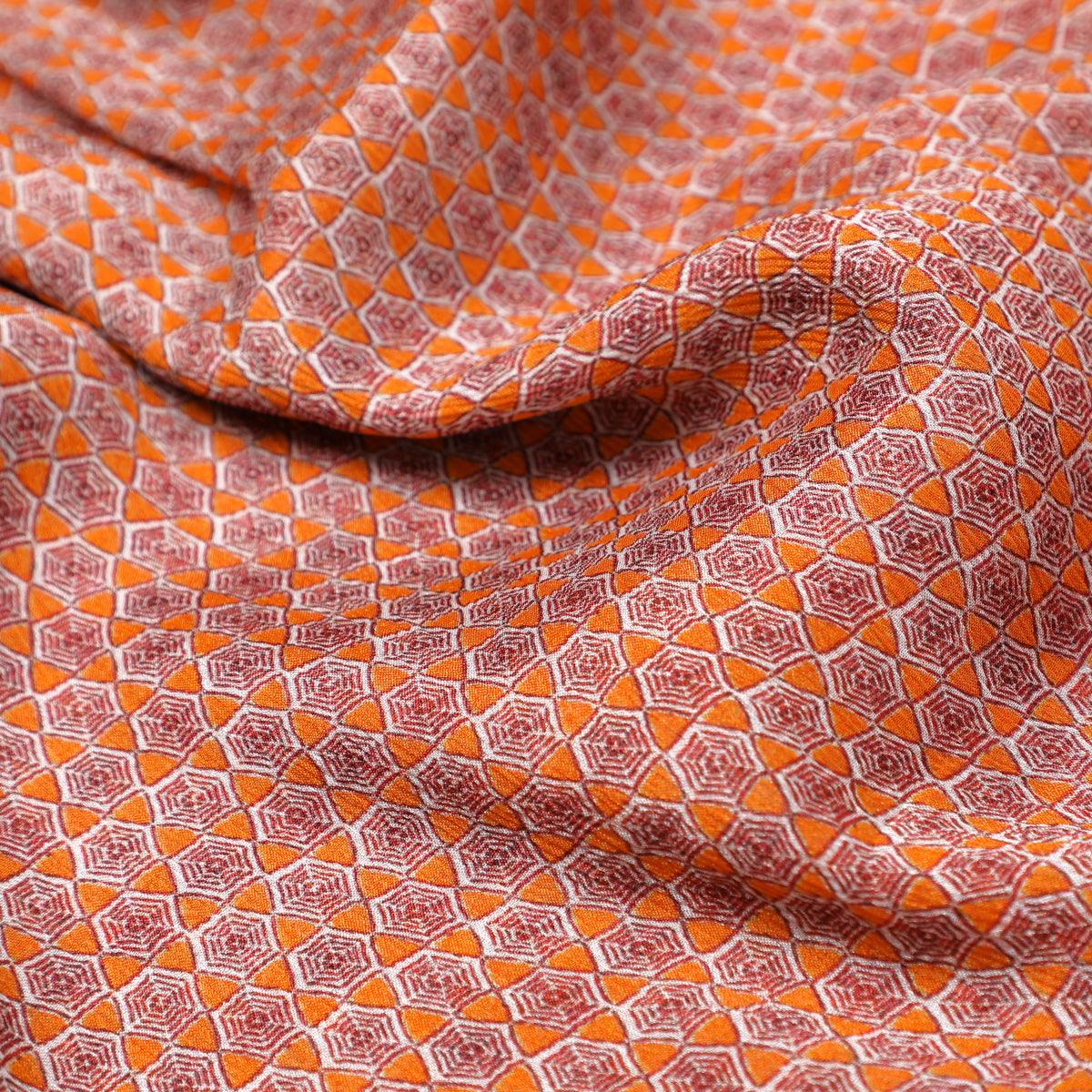 Combination Of Hexagon And Triangle Digital Printed Fabric - Pure Chinon - FAB VOGUE Studio®