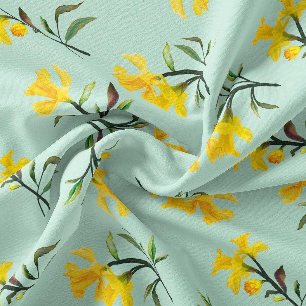 Seamles Yellow Floral Digital Printed Fabric - FAB VOGUE Studio®