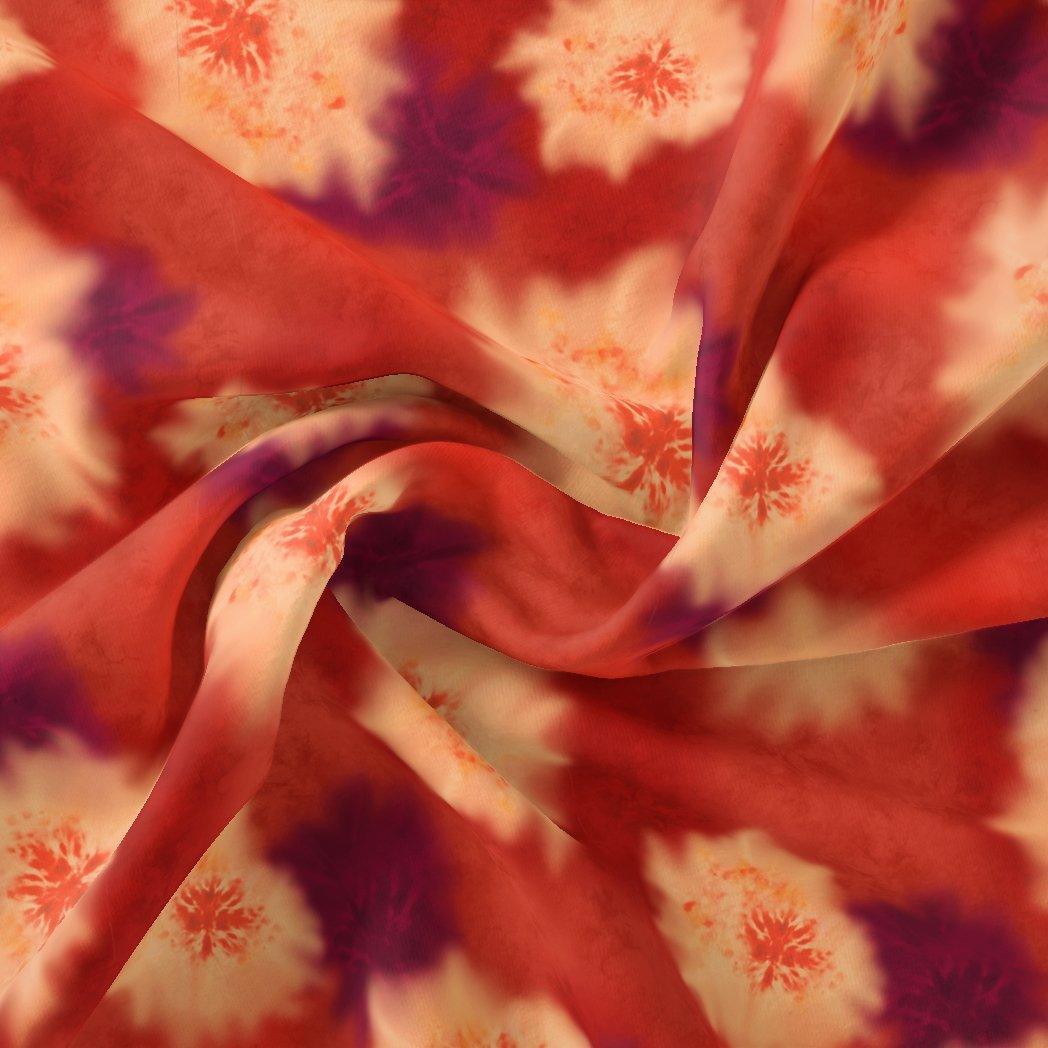 Spotted Orange And Purple Flower Digital Printed Fabric - Pure Chinon - FAB VOGUE Studio®