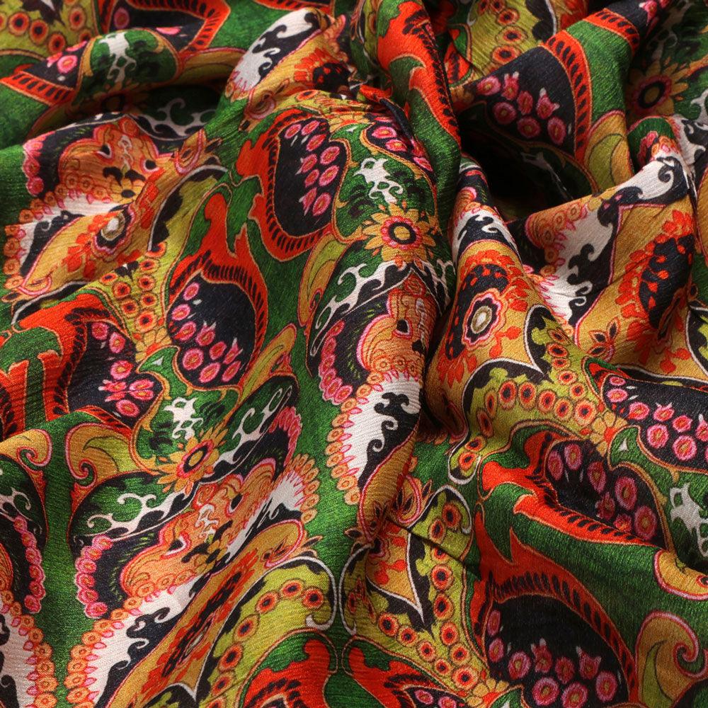 Green Aboriginal Damask Digital Printed Fabric - FAB VOGUE Studio®