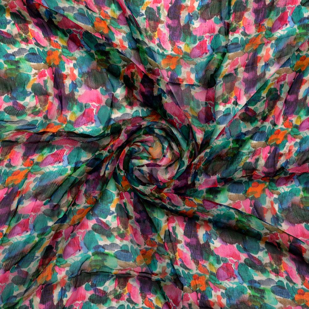 Multicolor Abstract Pattern Digital Printed Fabric - FAB VOGUE Studio®