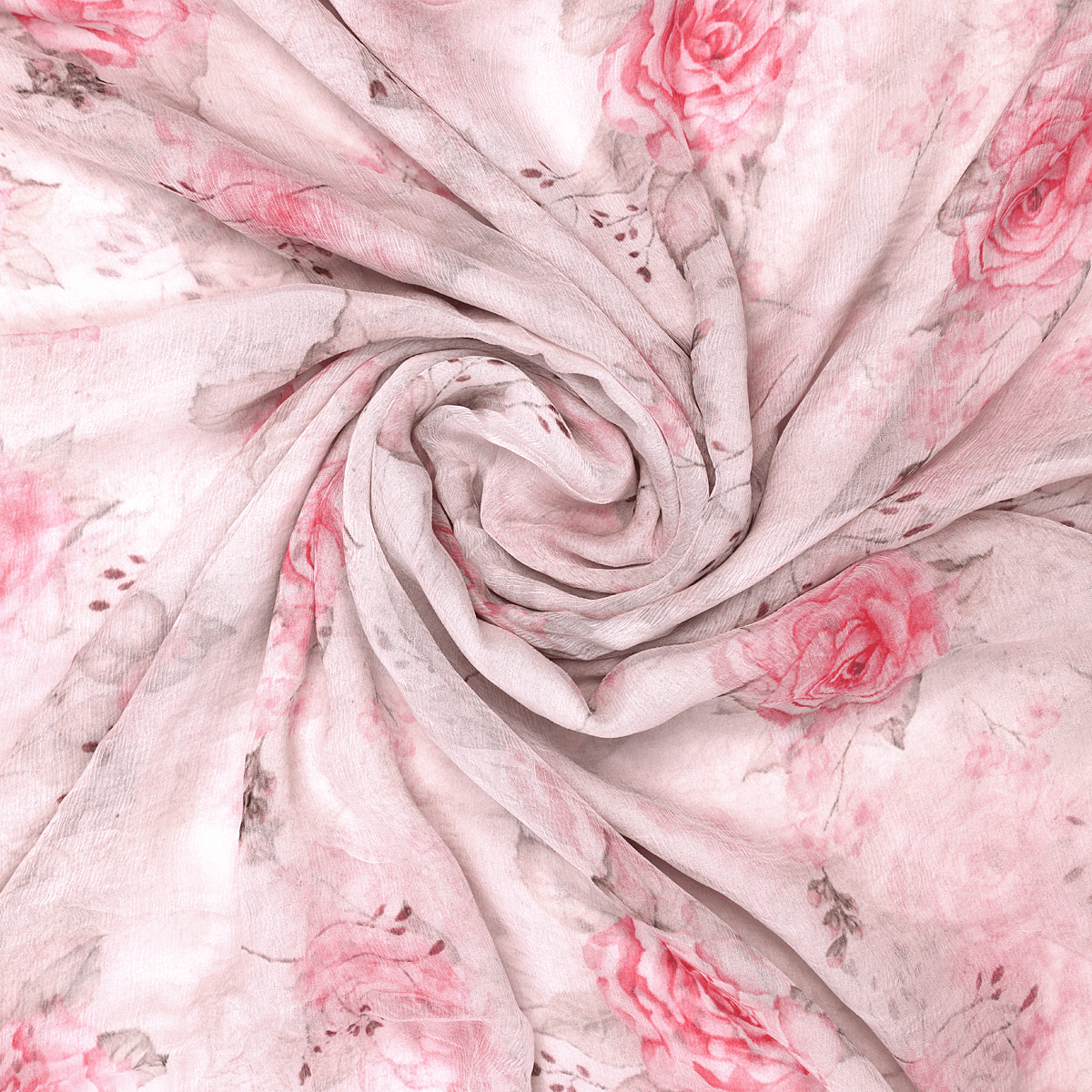 Beautiful Floating Pink Rose Digital Printed Fabric - FAB VOGUE Studio®