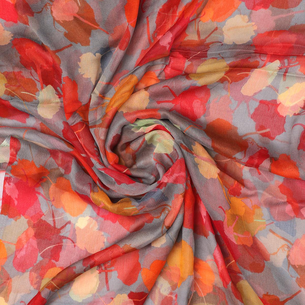 Watercolour Spotted Random Multicolour Flower Digital Printed Fabric - Pure Chiffon - FAB VOGUE Studio®