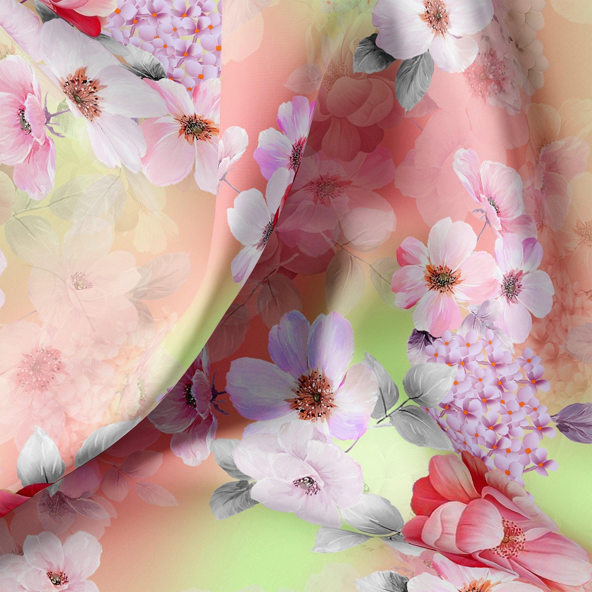 Multi-Color Floral Design Digital Printed Fabric - FAB VOGUE Studio®