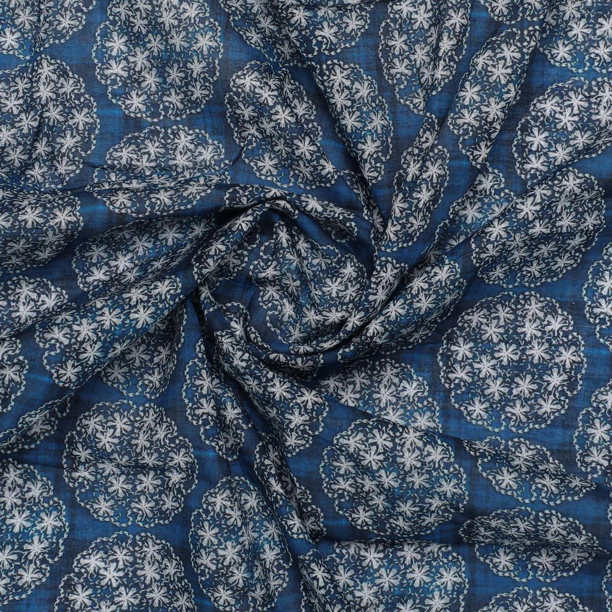 New Multi Round Star Blue Digital Printed Fabric - Pure Cotton - FAB VOGUE Studio®