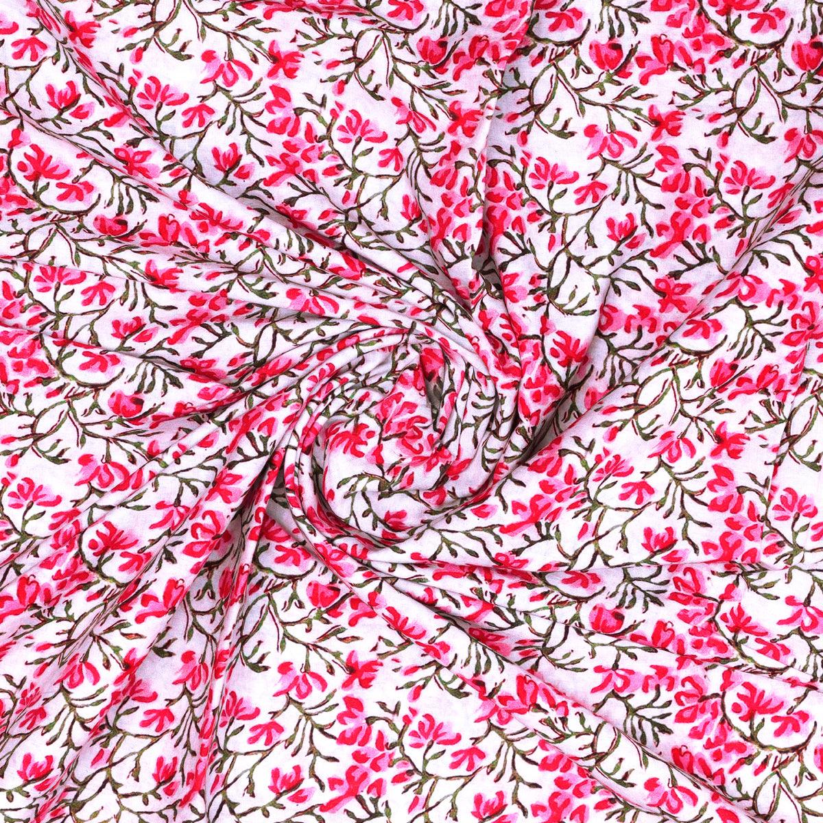 Pink Floral Ditzy Pattern Digital Printed Fabric - FAB VOGUE Studio®