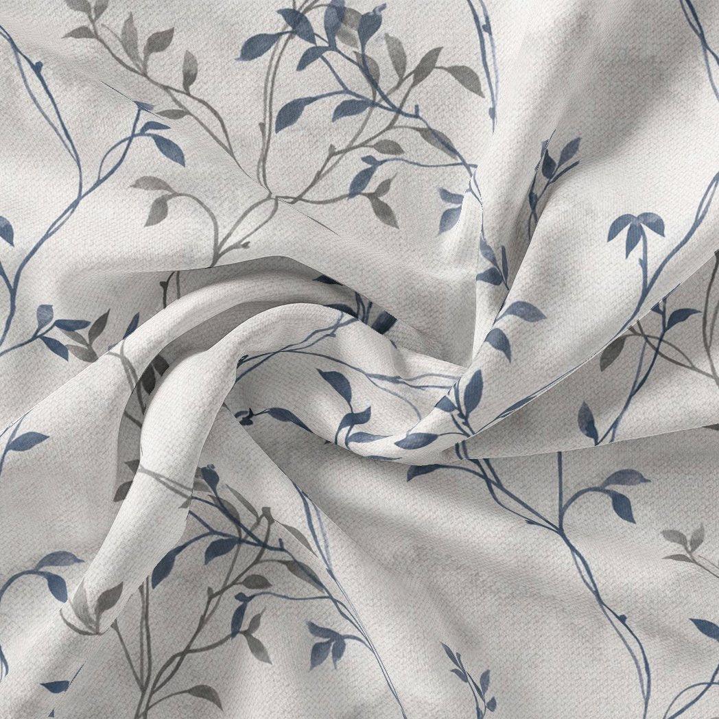 Leaves Vines Over Dusty Grey Base Digital Printed Fabric - FAB VOGUE Studio®