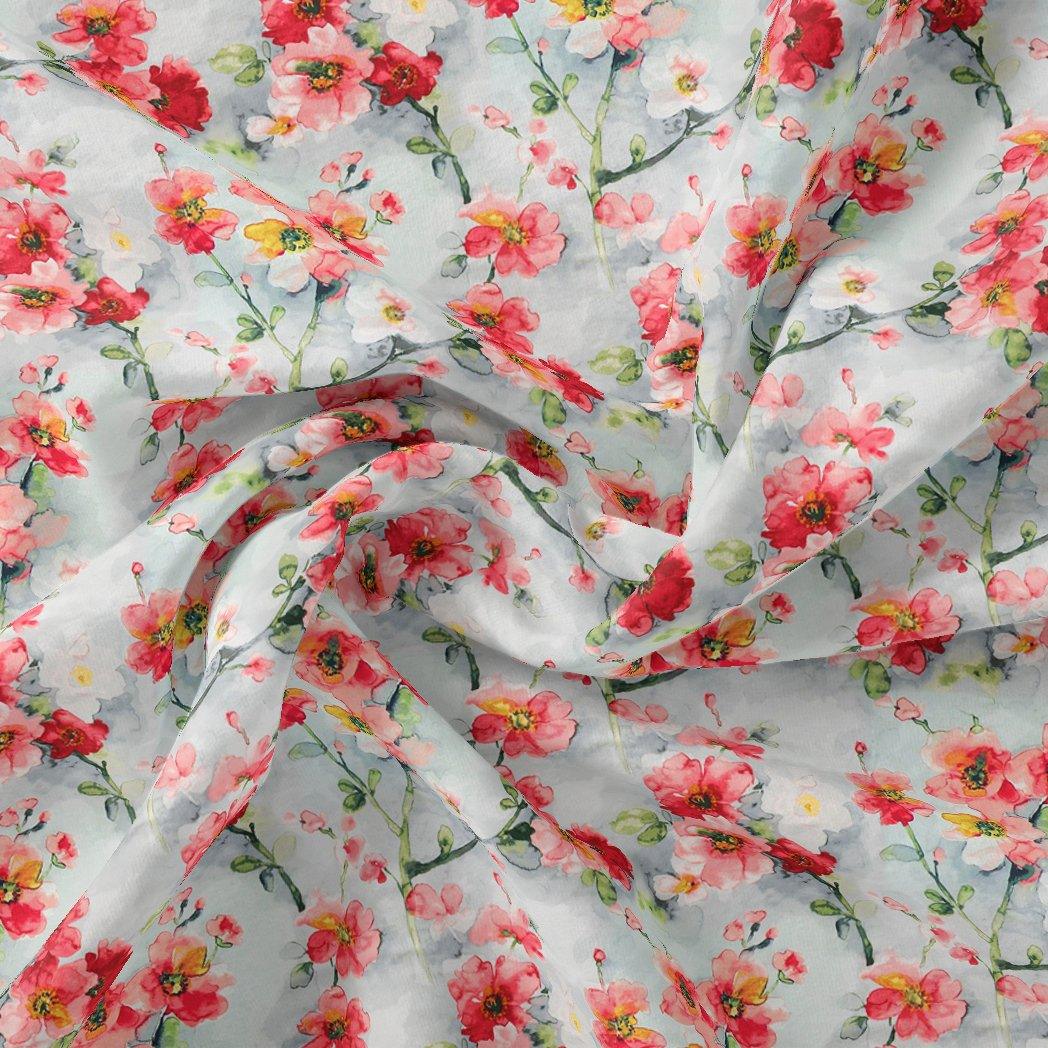 Watercolour Buttercup Flower Digital Printed Fabric - Cotton - FAB VOGUE Studio®