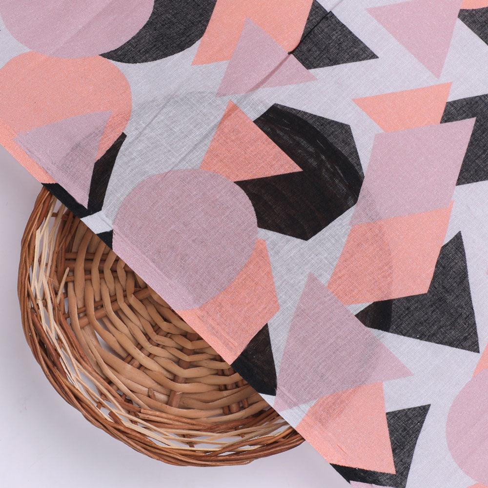 Colourful Geometric Shape Digital Printed Fabric - Pure Cotton - FAB VOGUE Studio®