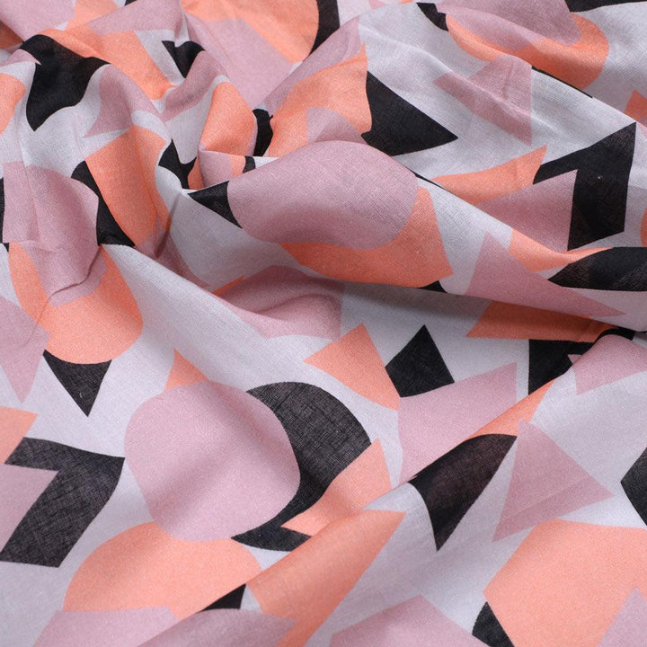 Colourful Geometric Shape Digital Printed Fabric - Pure Cotton - FAB VOGUE Studio®