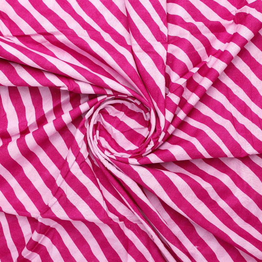 Pink Breton Stripes Pattern Digital Printed Fabric - Pure Cotton - FAB VOGUE Studio®