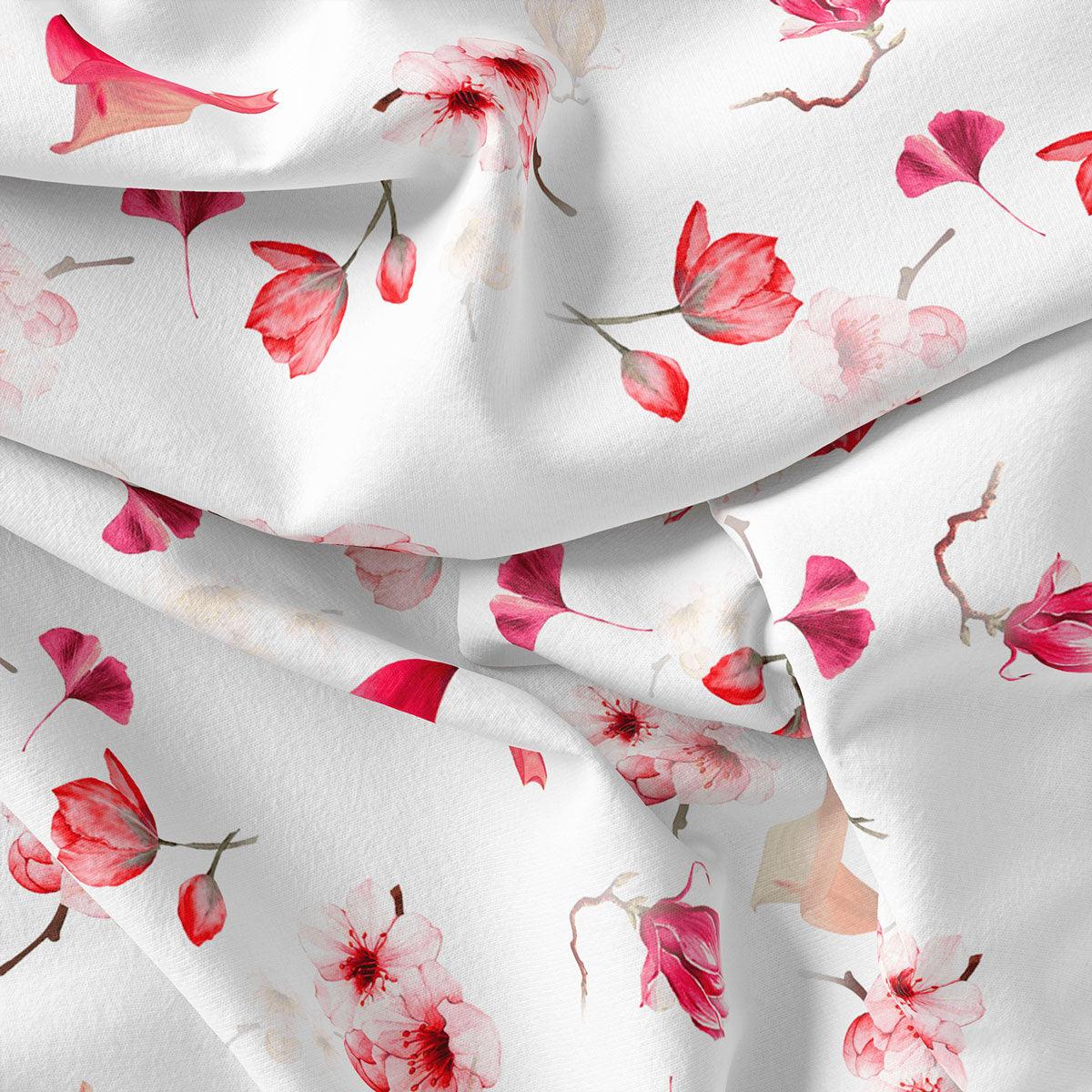 Pure Cotton Fabric White Flower Printed Fabric For Salwar Suit