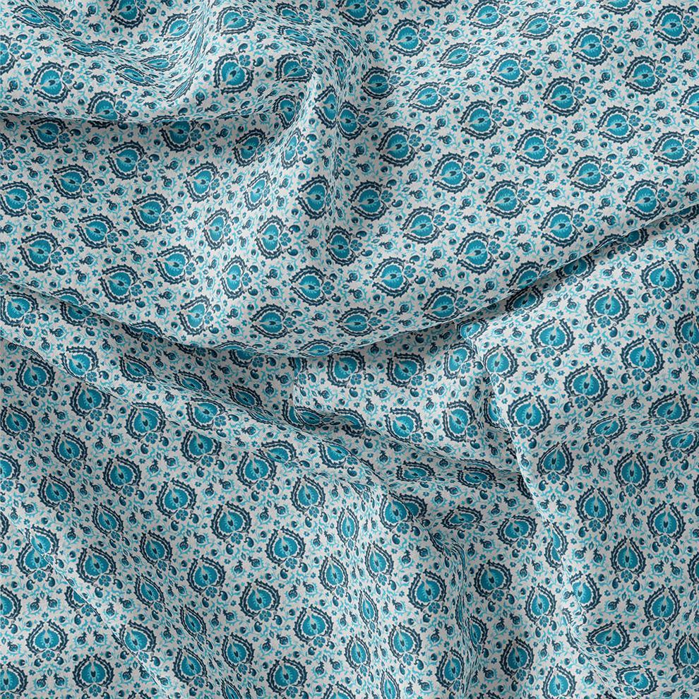 Skyblue Tiny Stylized Motif Digital Printed Fabric - Pure Georgette - FAB VOGUE Studio®