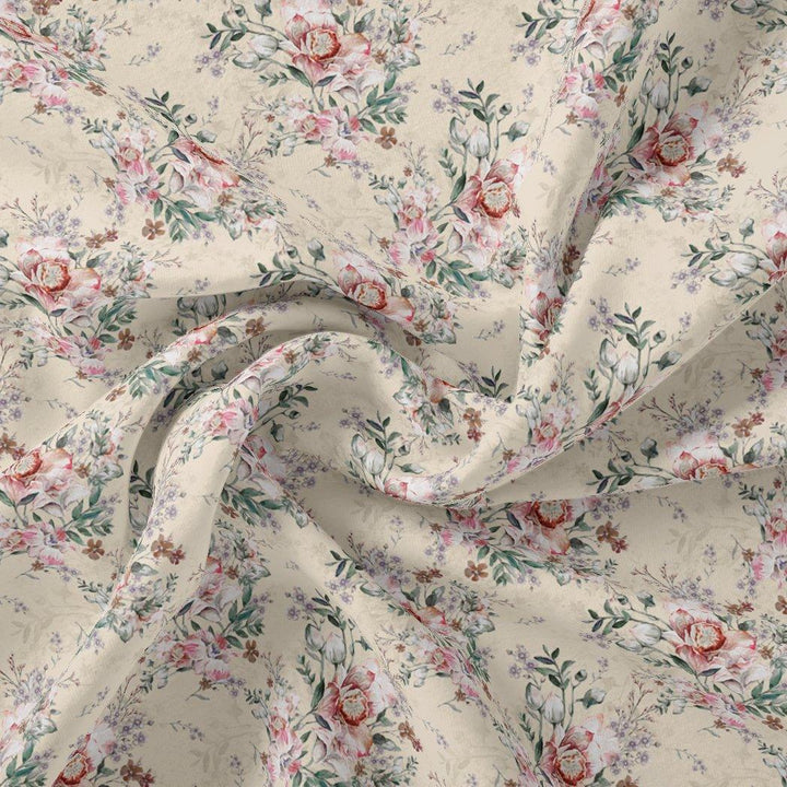 Cool Summer Carnation Flower Digital Printed Fabric - Pure Georgette - FAB VOGUE Studio®