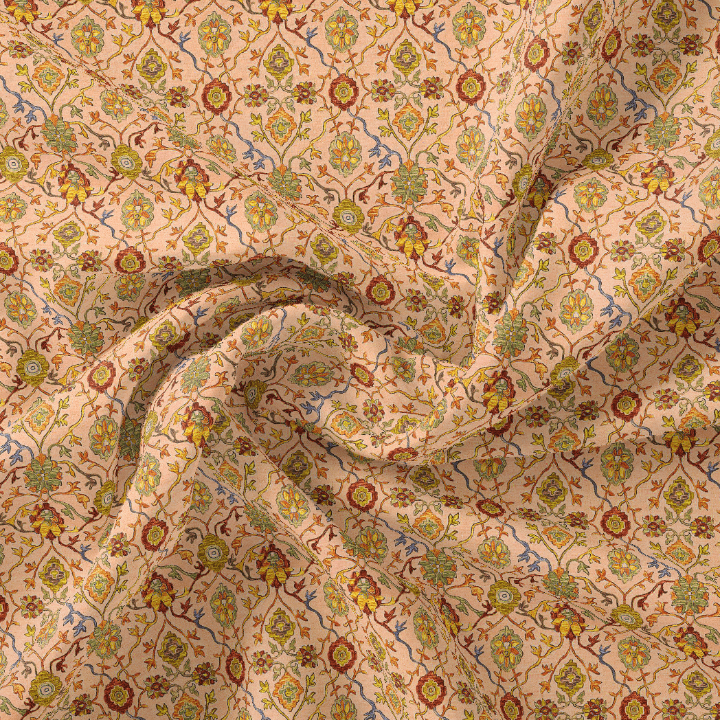 Brown Jecobean Pure Georgette Printed Fabric Material - FAB VOGUE Studio®