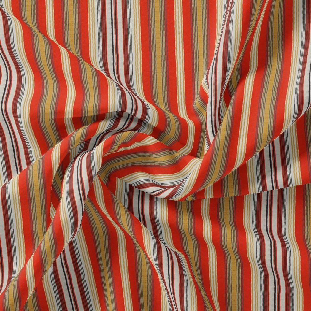 Trending Unbalanced Colourful Strips Digital Printed Fabric - Pure Georgette - FAB VOGUE Studio®