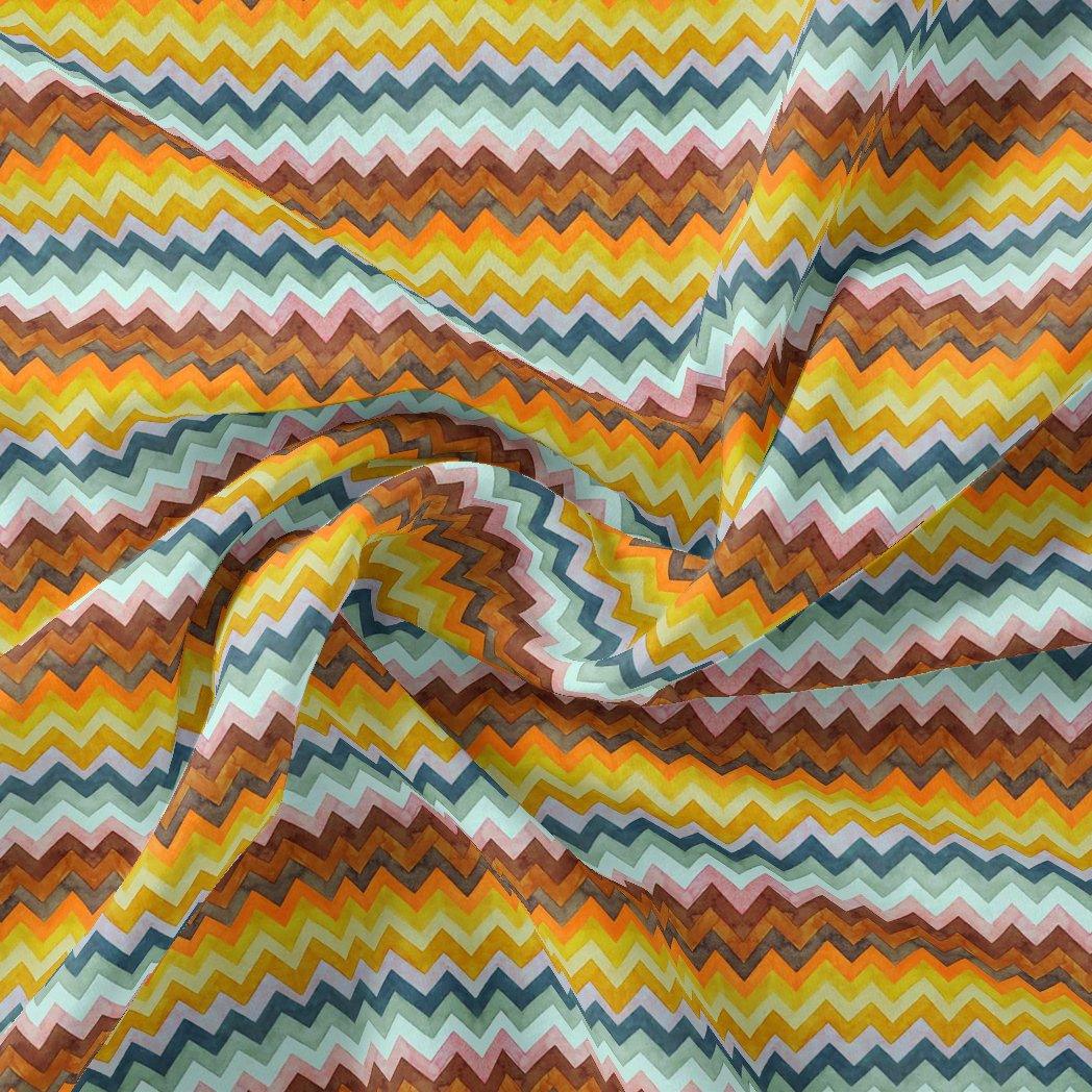 Classic Zigzag Multicolour Waves Digital Printed Fabric - Pure Georgette - FAB VOGUE Studio®