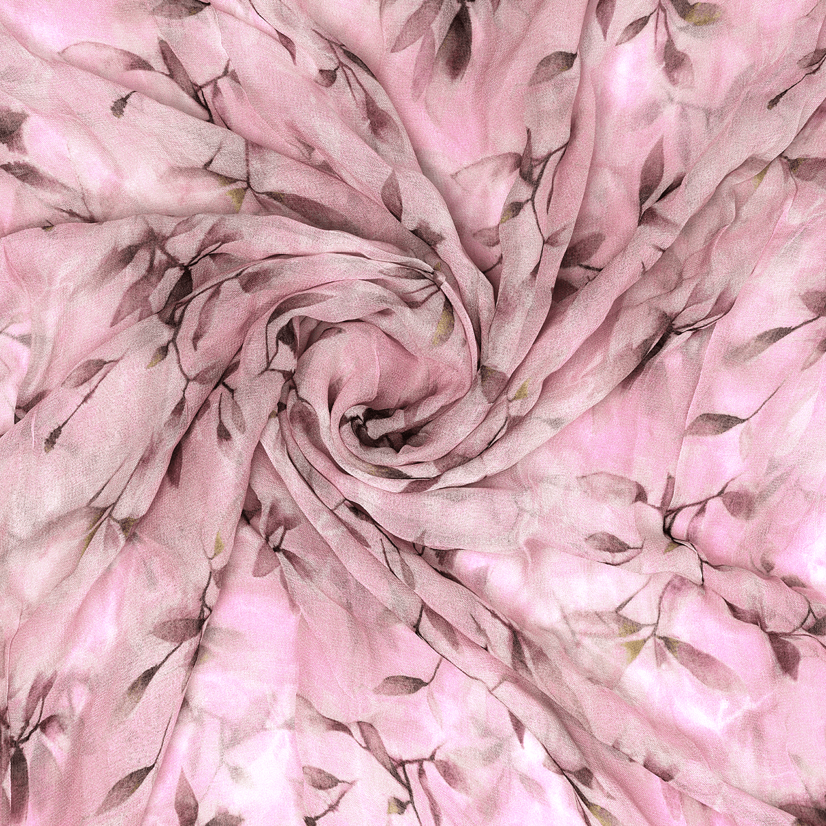 Pinkish Thin And Light Leaves Digital Printed Fabric - Pure Georgette - FAB VOGUE Studio®