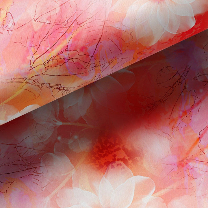 Beautiful Red Floral Digital Printed Fabric - FAB VOGUE Studio®