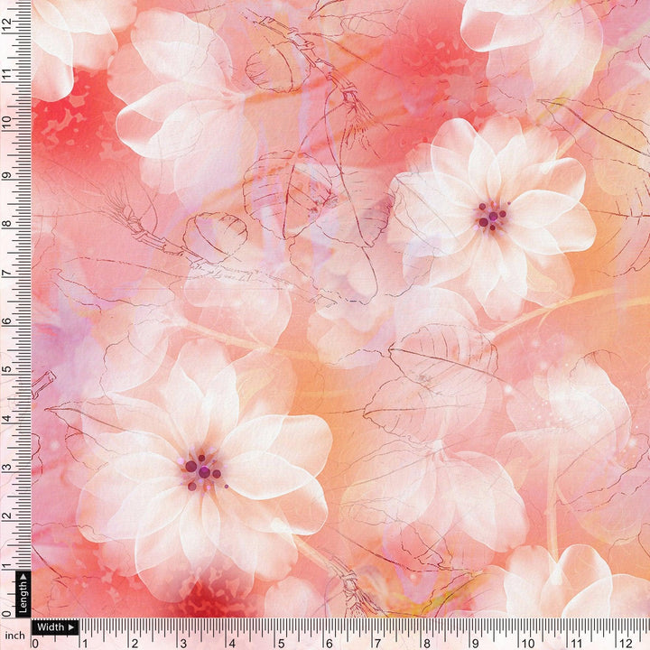 Beautiful Red Floral Digital Printed Fabric - FAB VOGUE Studio®