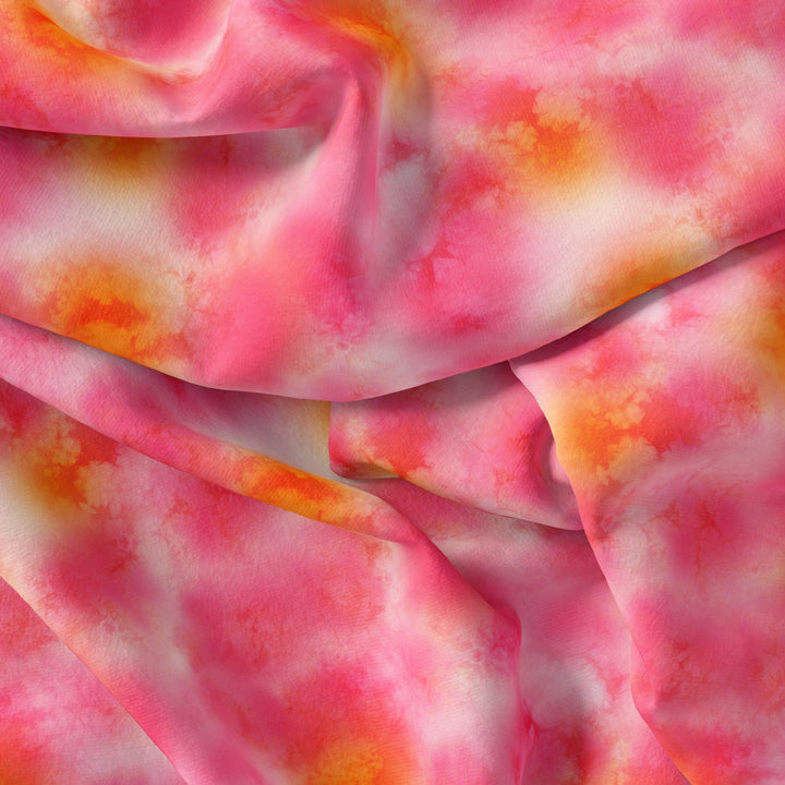 Morden Spotted Pink & Orange Digital Printed Fabric - Pure Georgette - FAB VOGUE Studio®