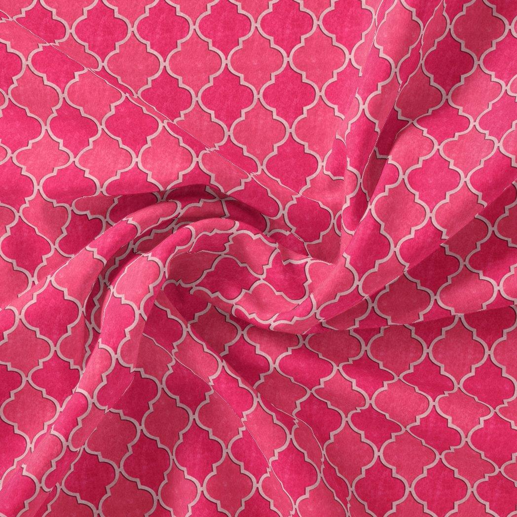 Pink Quatrefoil Patterns Digital Printed Fabric - Pure Georgette - FAB VOGUE Studio®