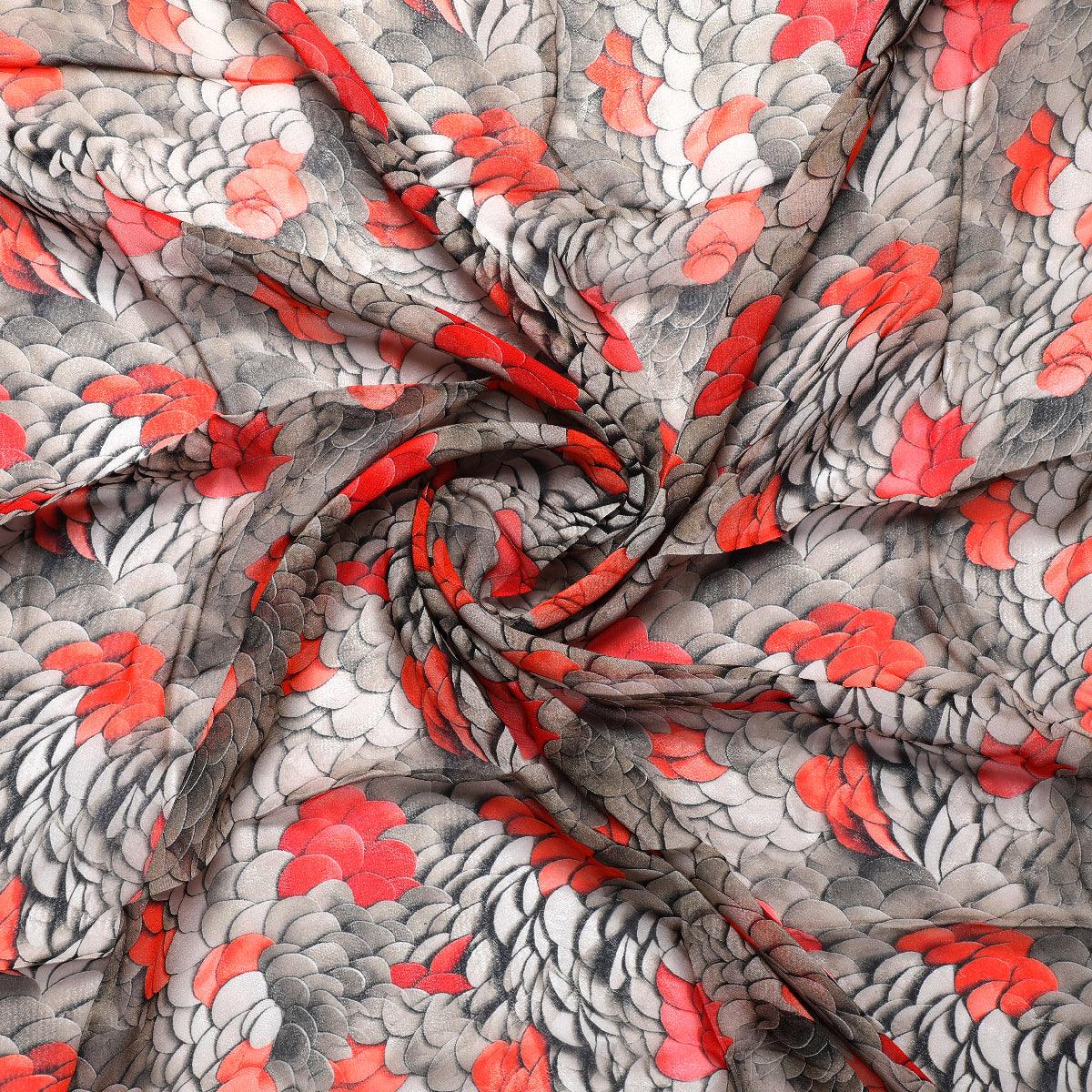 Multicolor Fur Pure Georgette Printed Fabric - FAB VOGUE Studio®