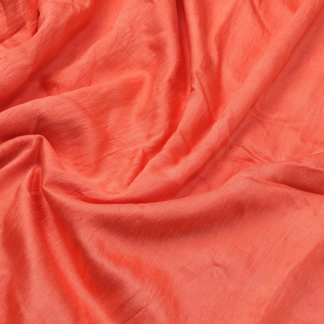 Tomato Colour Self Patterned Dyed Fabric - FAB VOGUE Studio®