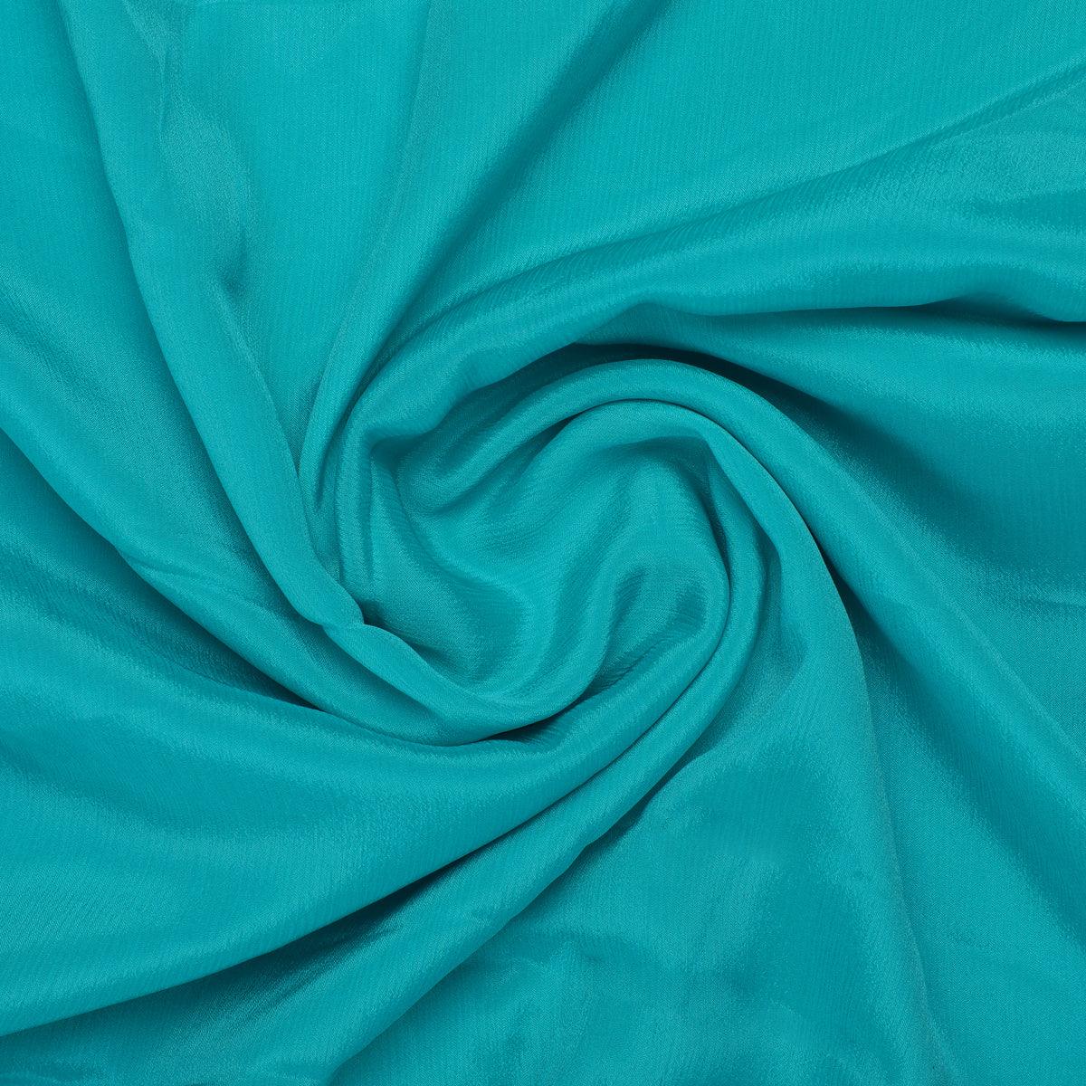 Rama Blue Colour Pure Chinon Plain Dyed Fabric - FAB VOGUE Studio®