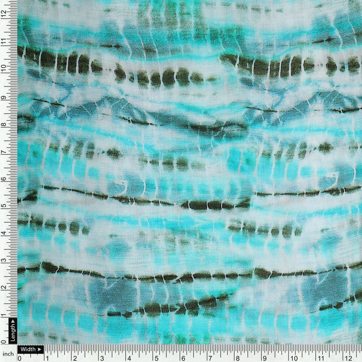 Cyan Decorative Pure Muslin Printed Fabric Material - FAB VOGUE Studio®