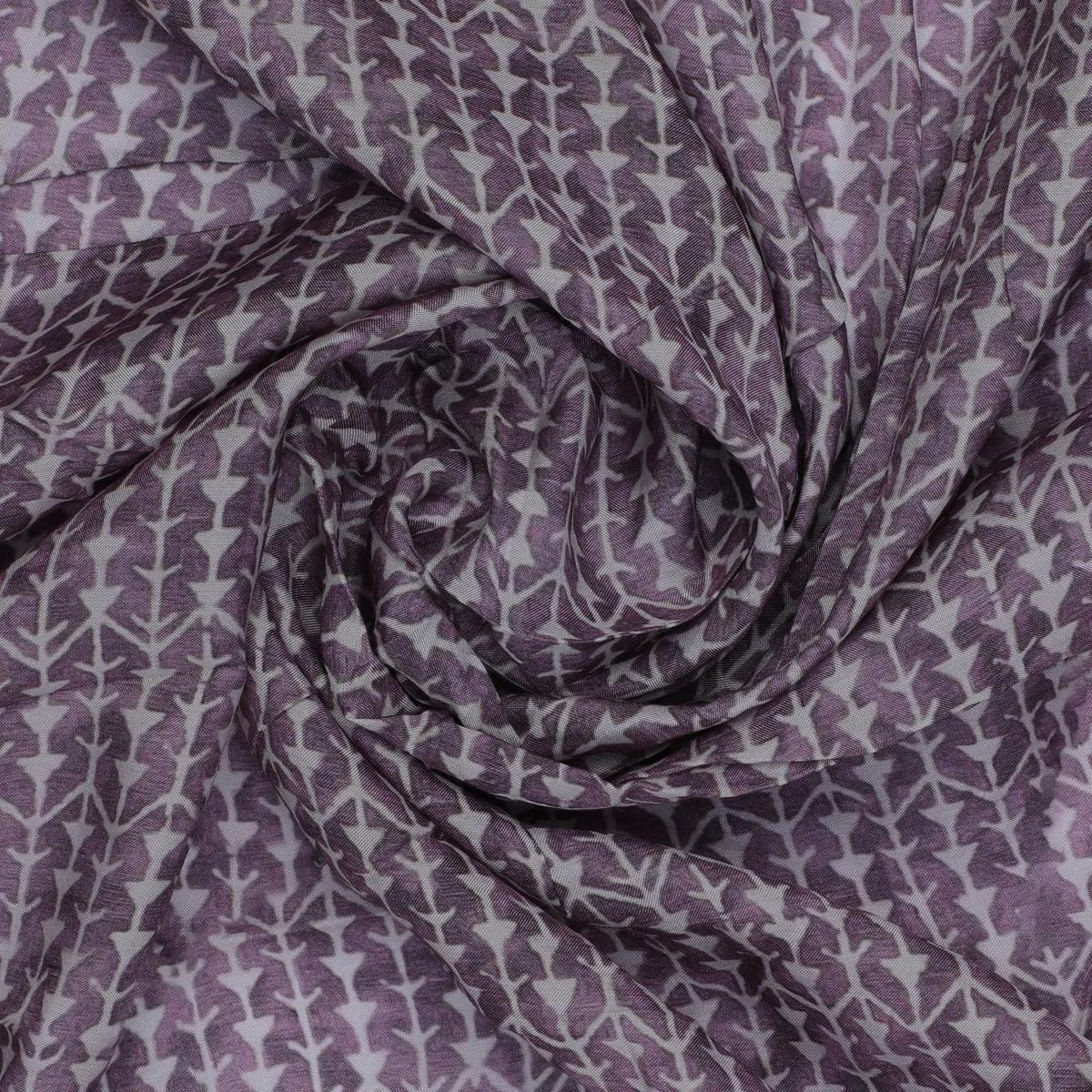 Seamless Link Abstract With Old Lavender Digital Printed Fabric - Pure Muslin - FAB VOGUE Studio®