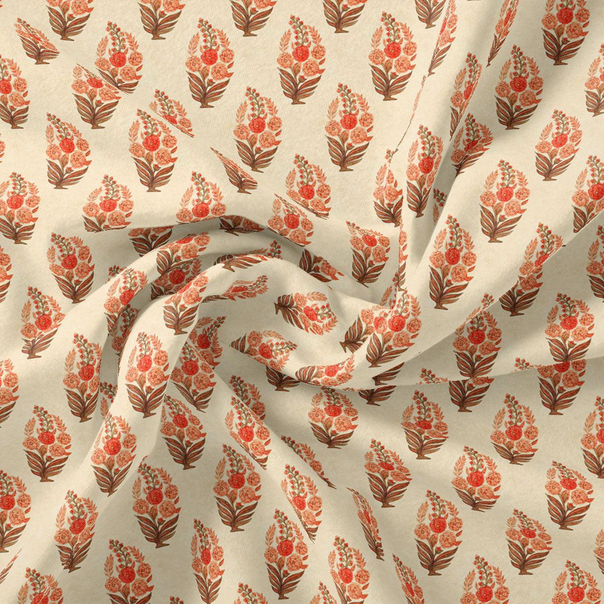 Cream Decorative Pashmina Printed Fabric - FAB VOGUE Studio®