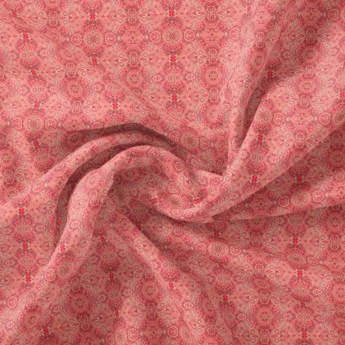 Pink Damask Pashmina Printed Fabric - FAB VOGUE Studio®