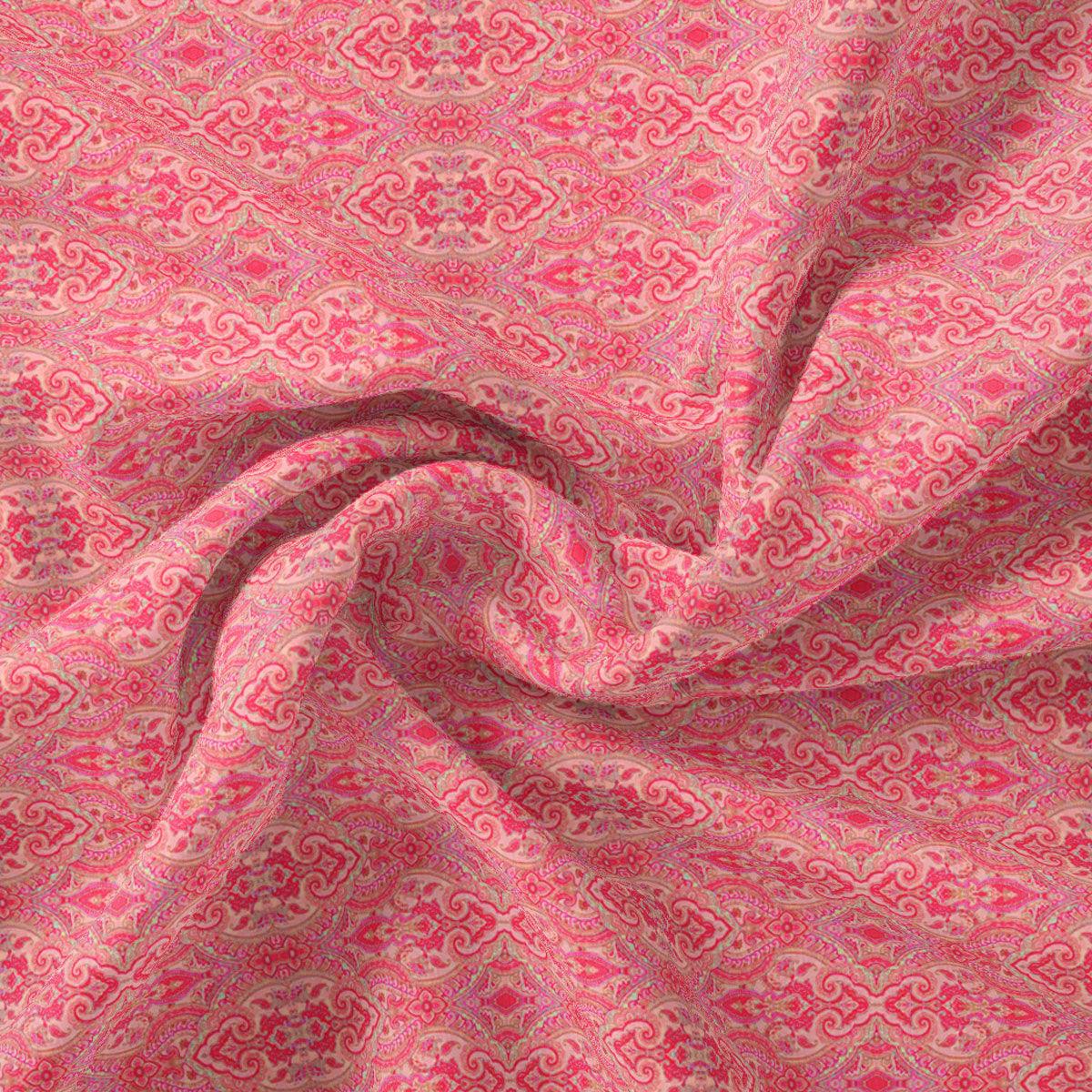 Pink Abstract Pashmina Printed Fabric - FAB VOGUE Studio®