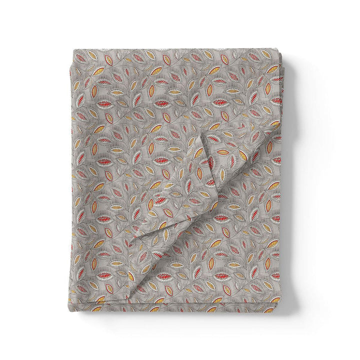 Gray Leaves Pashmina Printed Fabric - FAB VOGUE Studio®