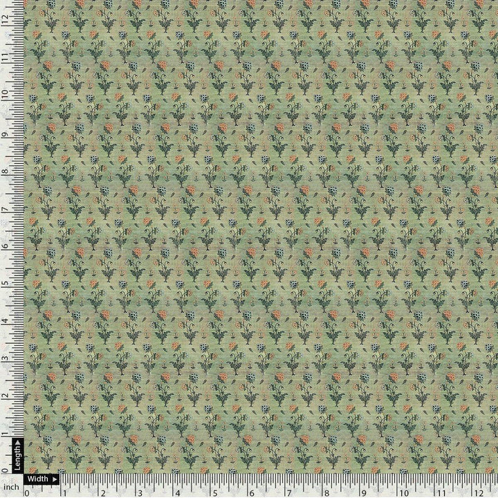 Beautiful Green Seamless Motif Flower Digital Printed Fabric - Rayon - FAB VOGUE Studio®