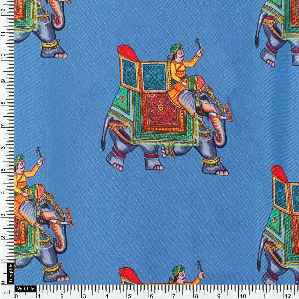 Traditional Elephant Motif Digital Printed Fabric - FAB VOGUE Studio®