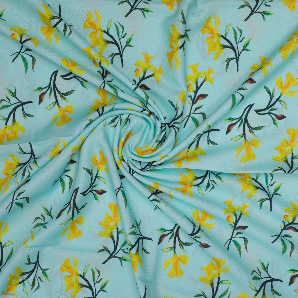 Seamles Yellow Floral Digital Printed Fabric - FAB VOGUE Studio®