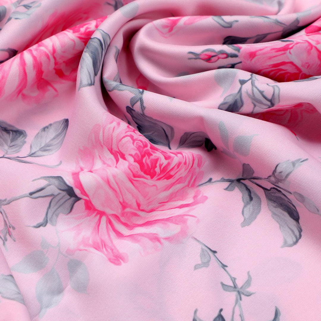 Pink Rose Allover Digital Printed Fabric - Rayon - FAB VOGUE Studio®