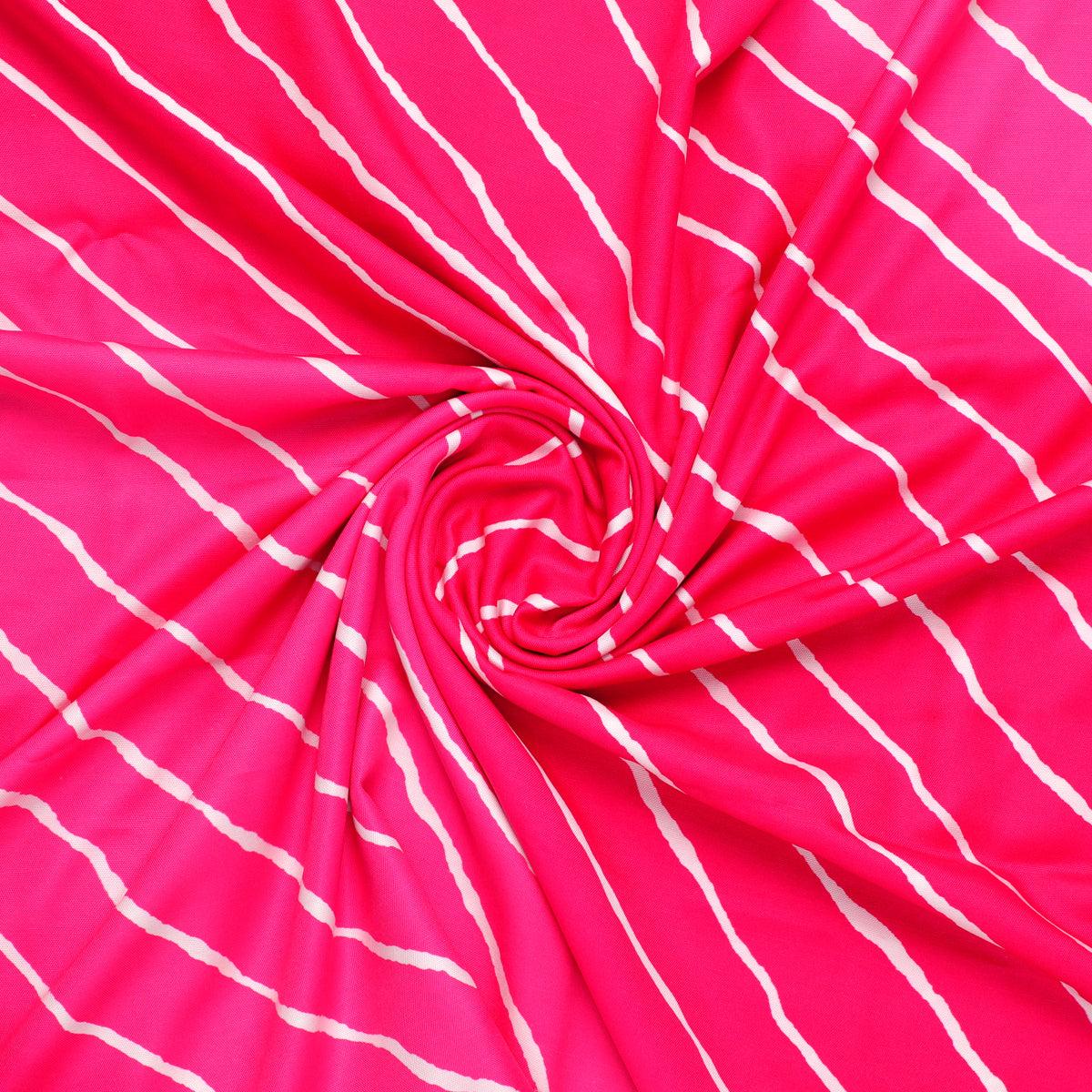 Lovely Pink Gradient Strips Wave Digital Printed Fabric - Rayon - FAB VOGUE Studio®