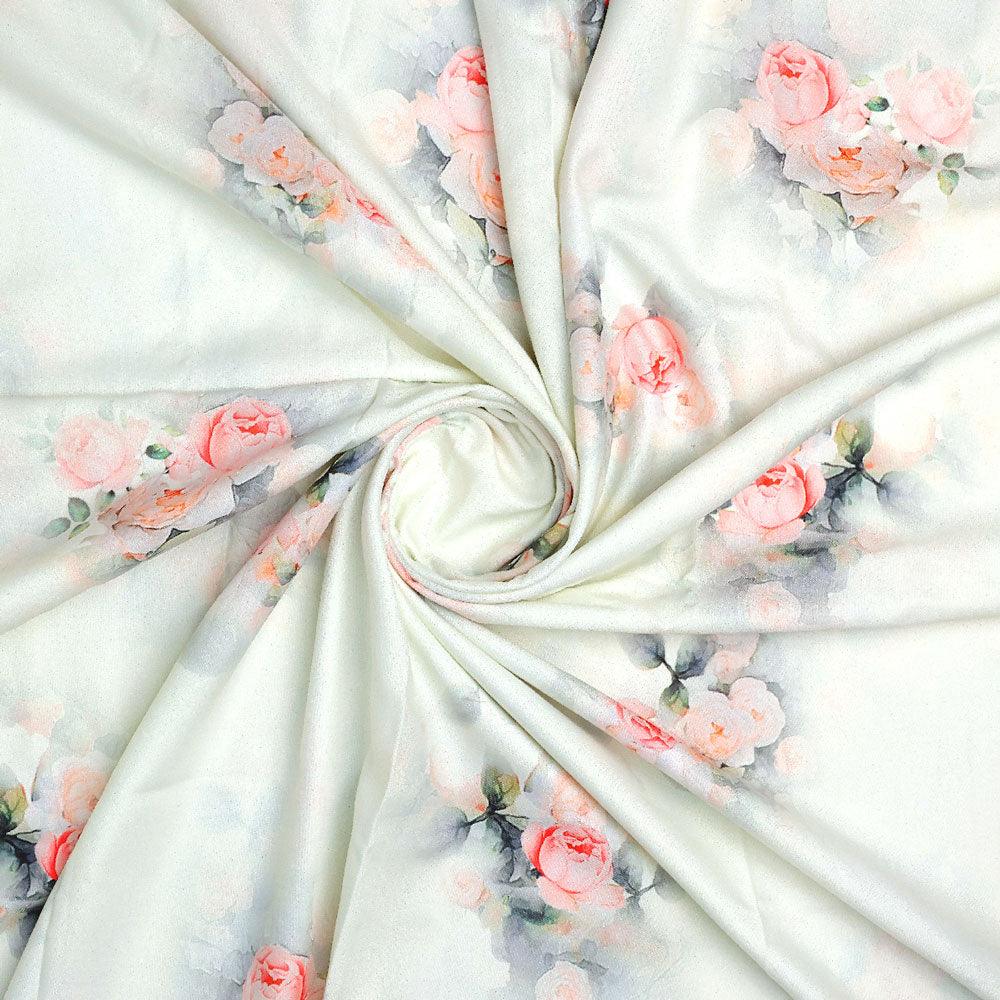 Beautiful Summer Peony Bunch Digital Printed Fabric - Rayon - FAB VOGUE Studio®