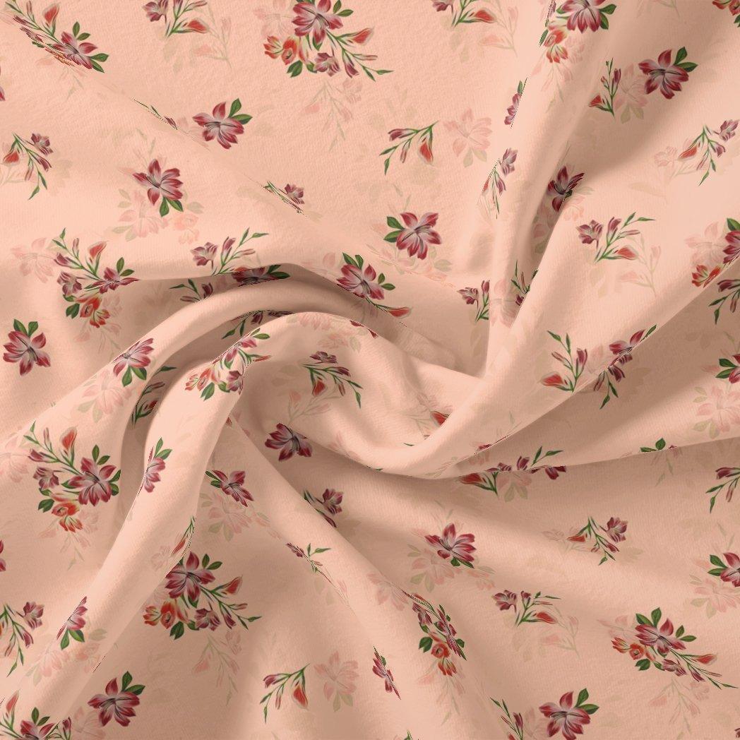 Lovely Pink Orchid Bunch Digital Printed Fabric - Rayon - FAB VOGUE Studio®