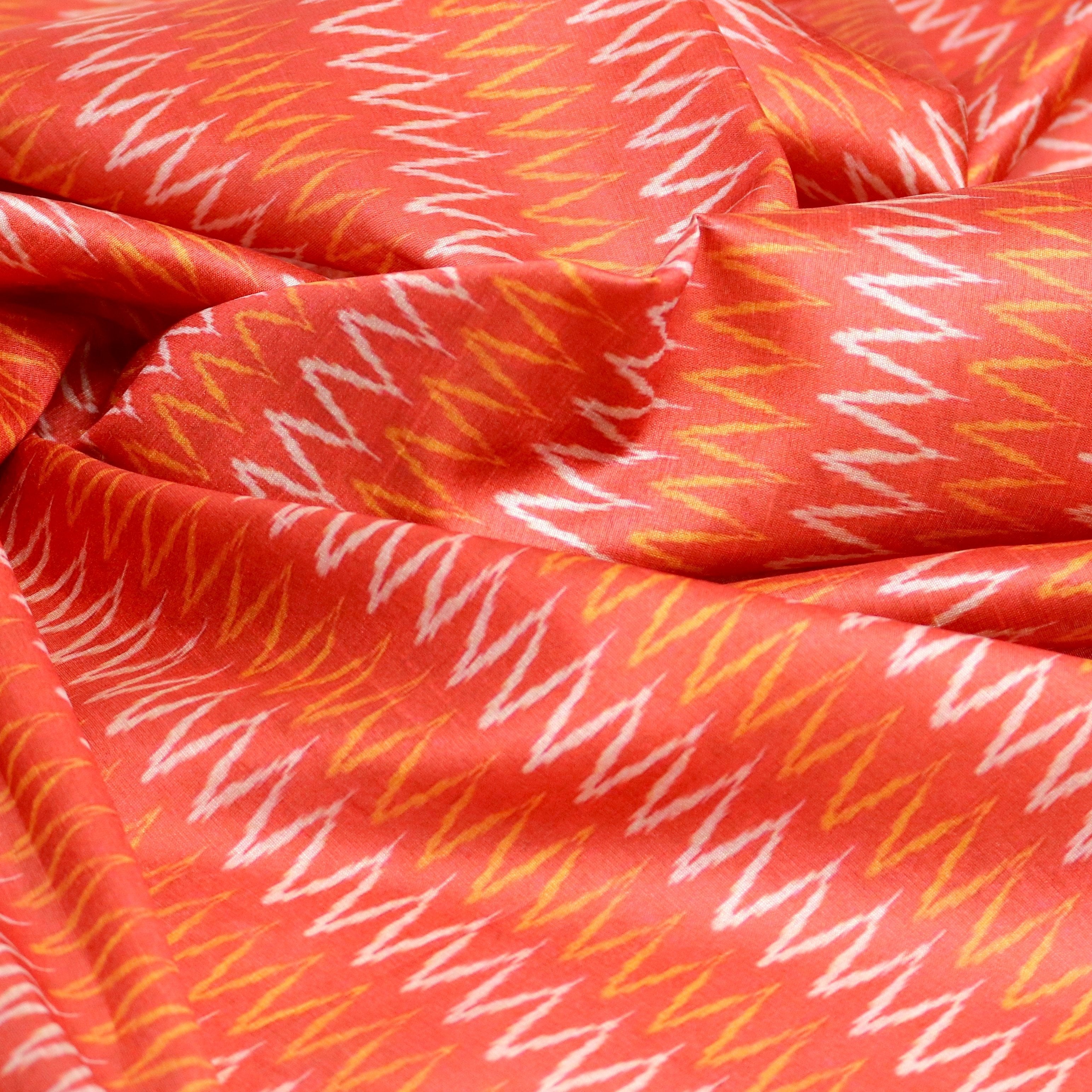 Red Leheriya Digital Printed Fabrics - FAB VOGUE Studio®