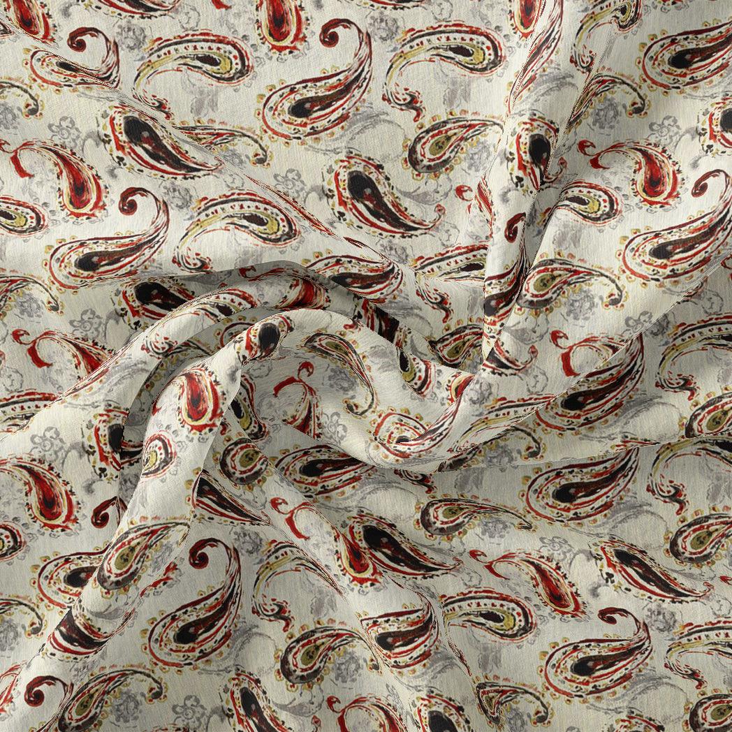 Hand Painted Look Motif Digital Printed Fabric - Tusser Silk - FAB VOGUE Studio®