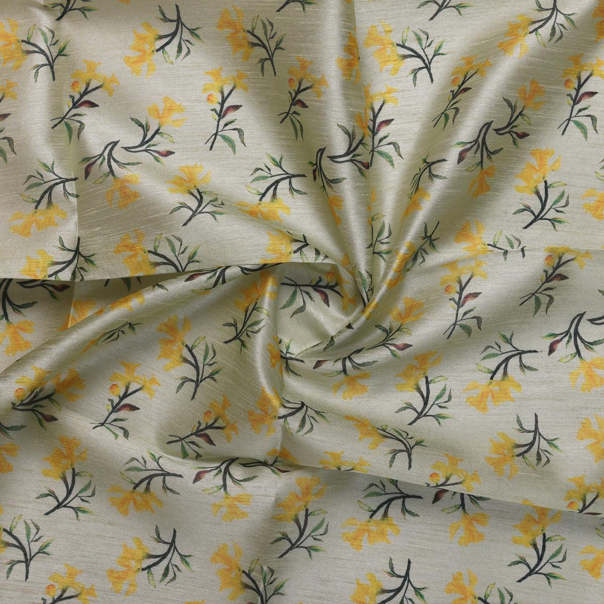 Seamles Yellow Floral Digital Printed Fabric - FAB VOGUE Studio®