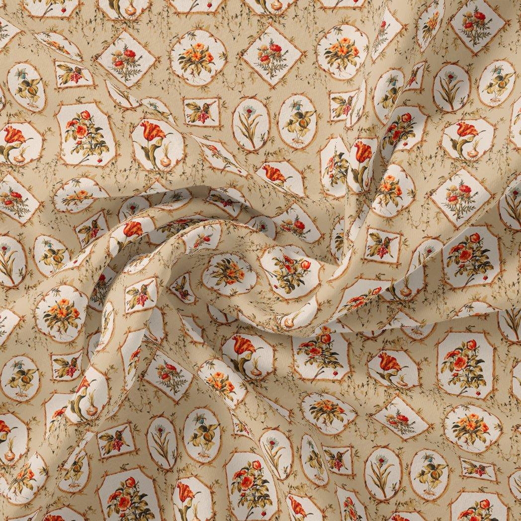 Attractive Floral Shape Valley Digital Printed Fabric - Tusser Silk - FAB VOGUE Studio®