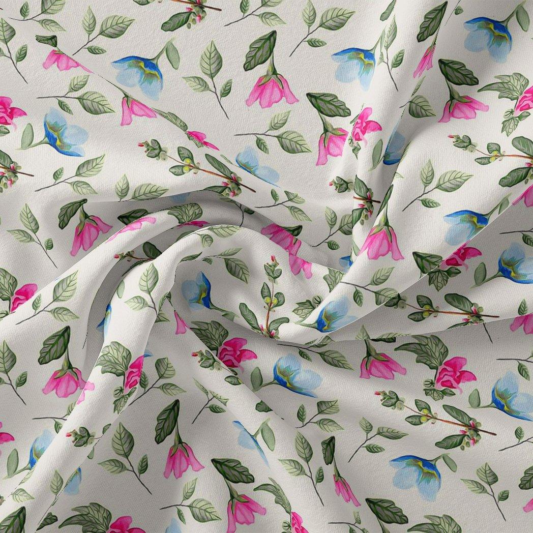 Flower With Olive Leaf Digital Printed Fabric - Upada Silk - FAB VOGUE Studio®