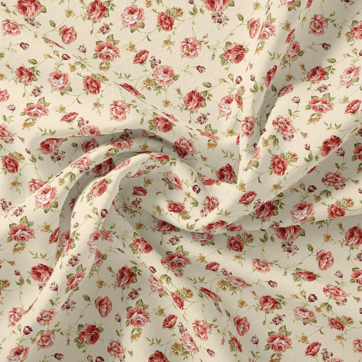 Cream Flower Weightless Printed Fabric - FAB VOGUE Studio®